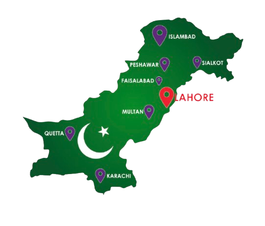 NETPAC presence map of Pakistan — Islamabad, Peshawar, Sialkot, Faisalabad, Lahore, Multan, Quetta, Karachi